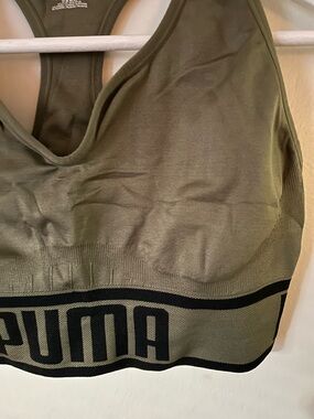 PUMA Olive Green Racerback Sports Bra